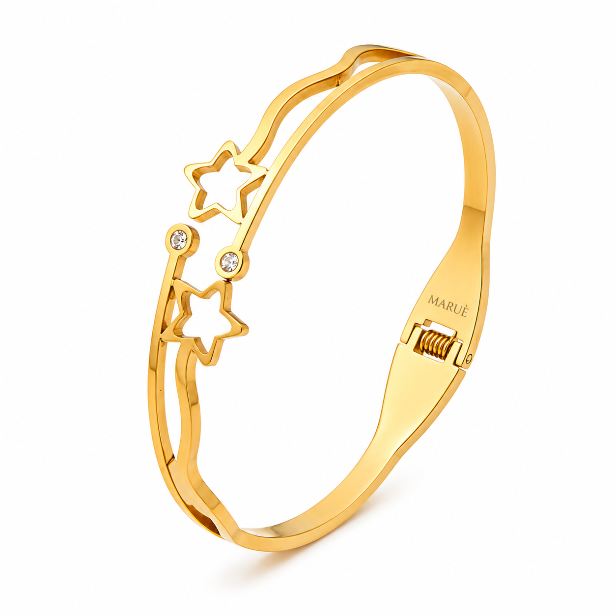 Gold Star Bangle with Crystal Accents