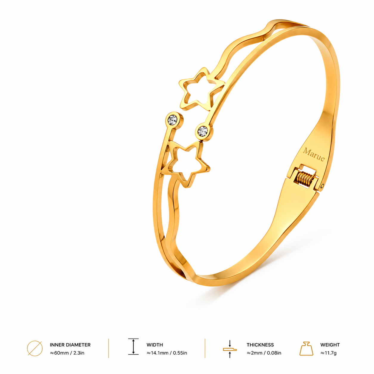 Gold Star Bangle with Crystal Accents