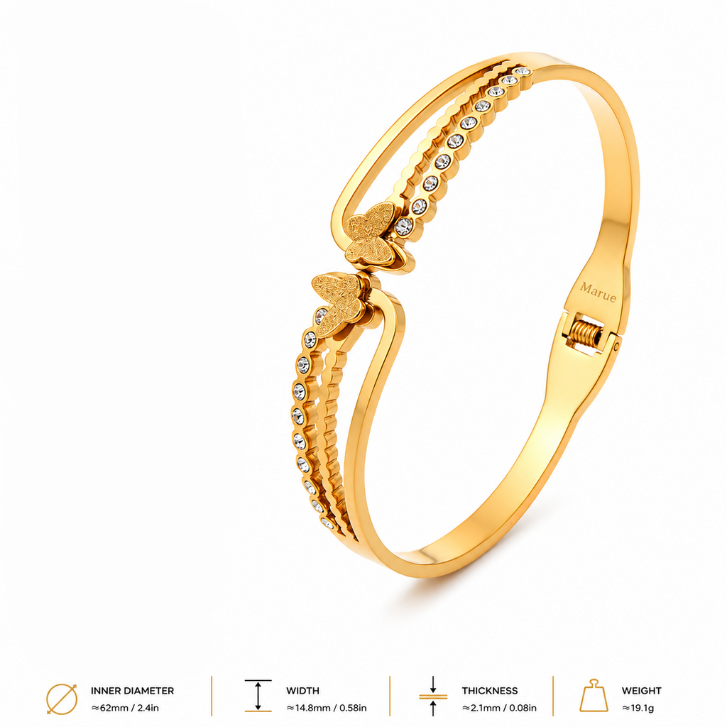 Gold bracelet with decorative butterflies