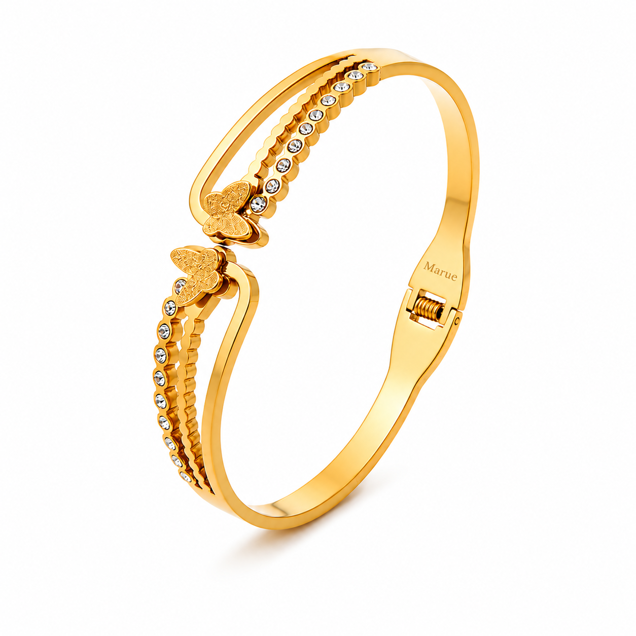Gold bracelet with decorative butterflies