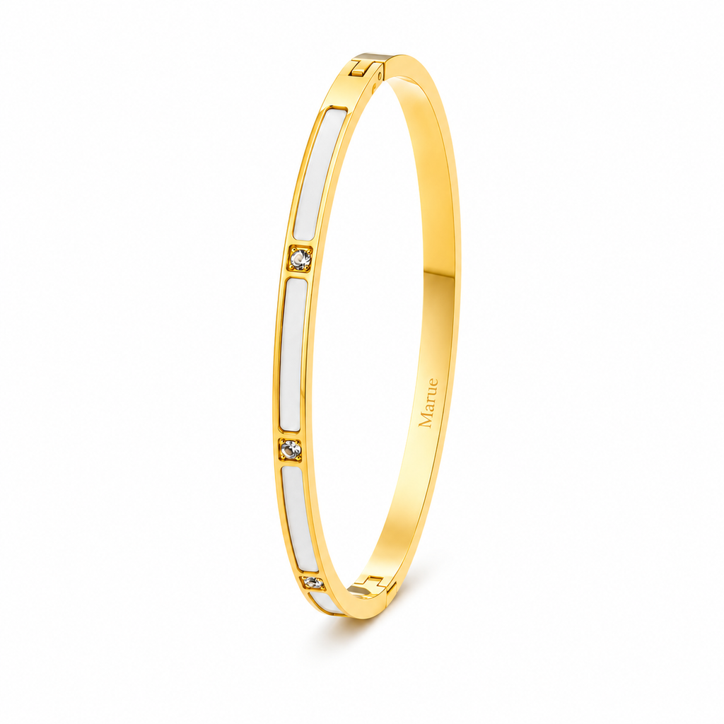 Gold bracelet with enamel and stones