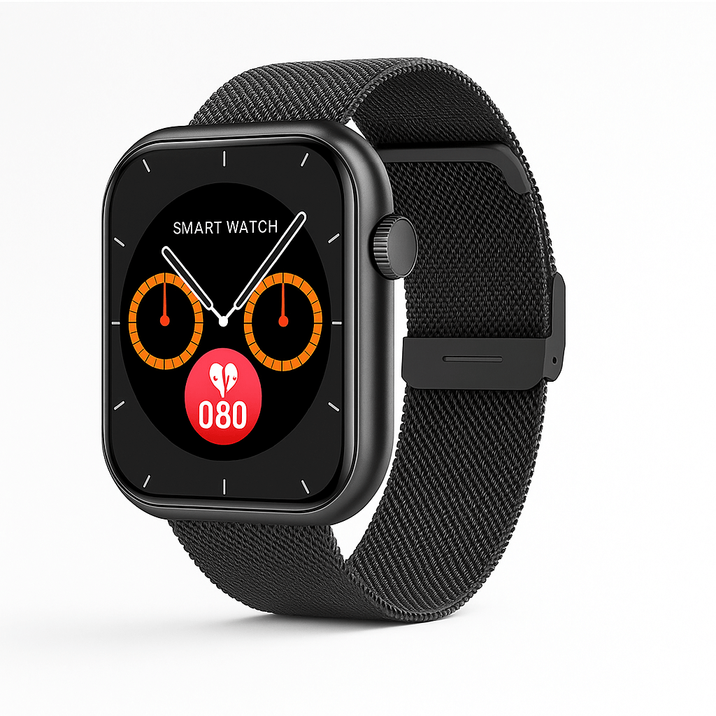 Smartwatches with Bluetooth Call and Message Notifications - sleek black design with AMOLED display and health tracking features.