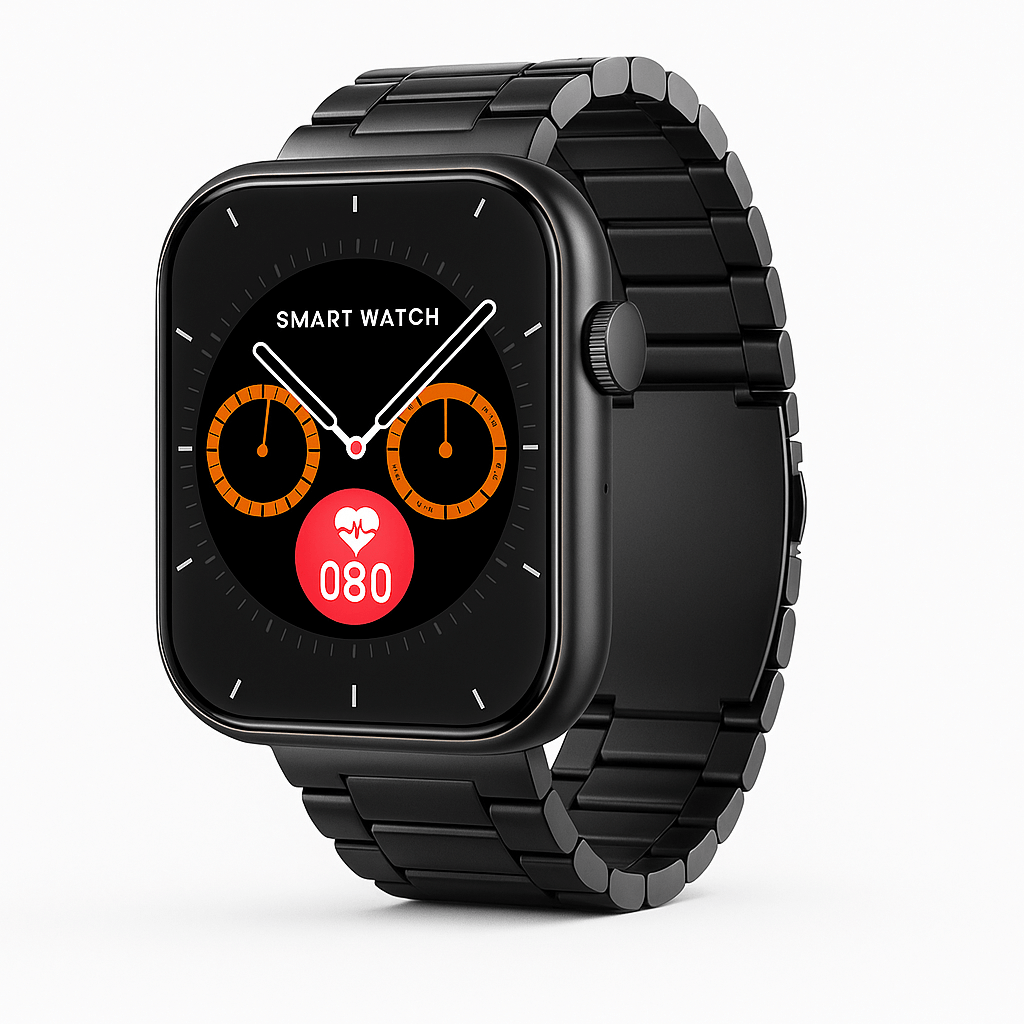 Smartwatches with Bluetooth Call and Message Notifications displayed on a stylish black smartwatch with a vibrant screen.