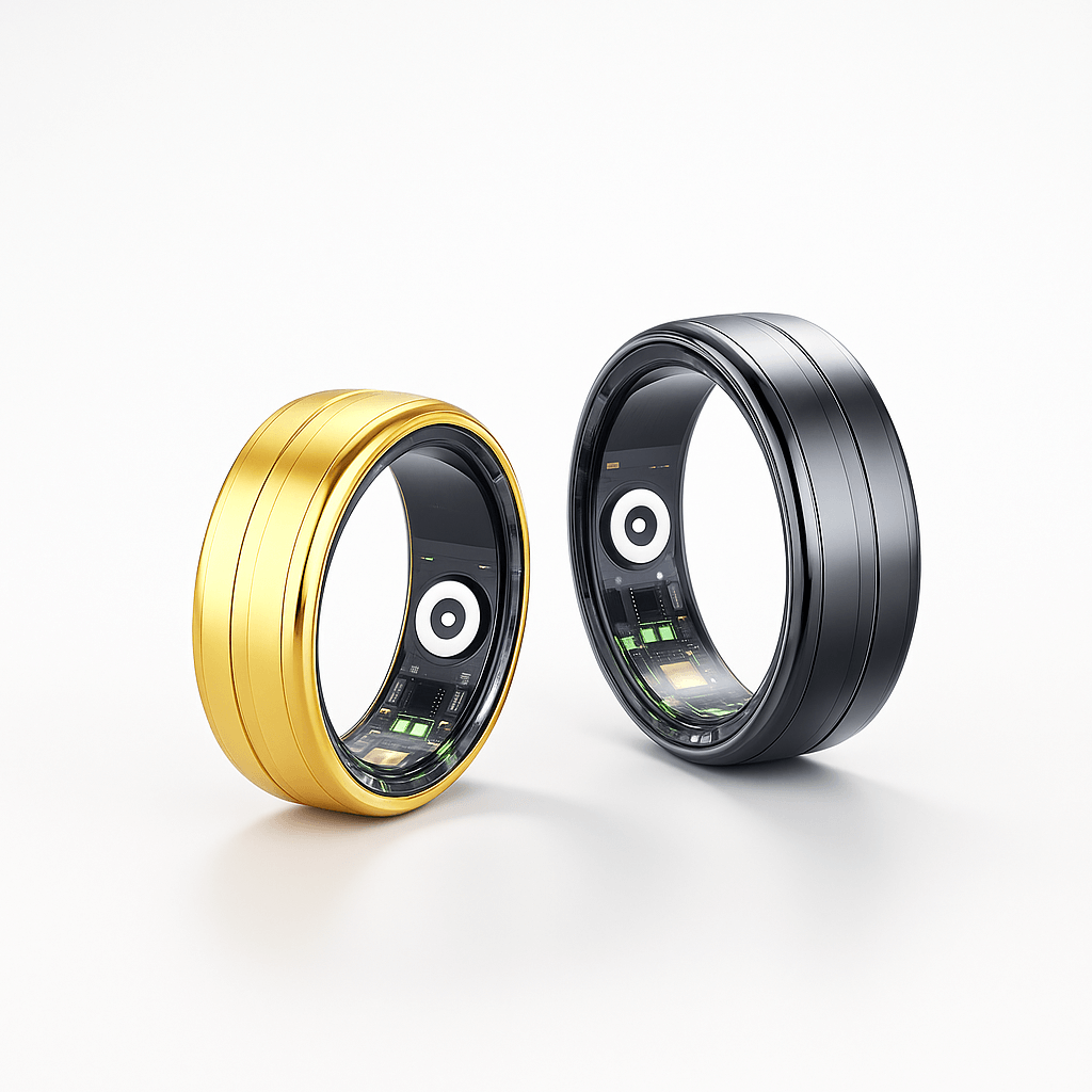 Premium Smart Ring – Health, Sleep & Sport in gold and black colors showcasing sleek design and technology.