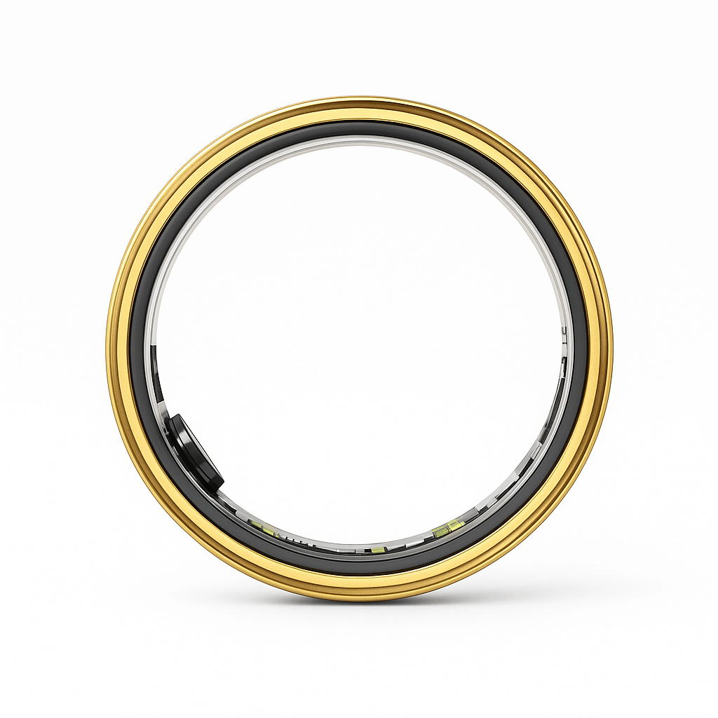Premium Smart Ring – Health, Sleep & Sport – sleek gold design showcasing advanced wearable technology.