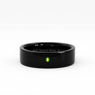 Smart Ring - Fitness Ring for Men and Women, Android iOS - sleek black design with green indicator light