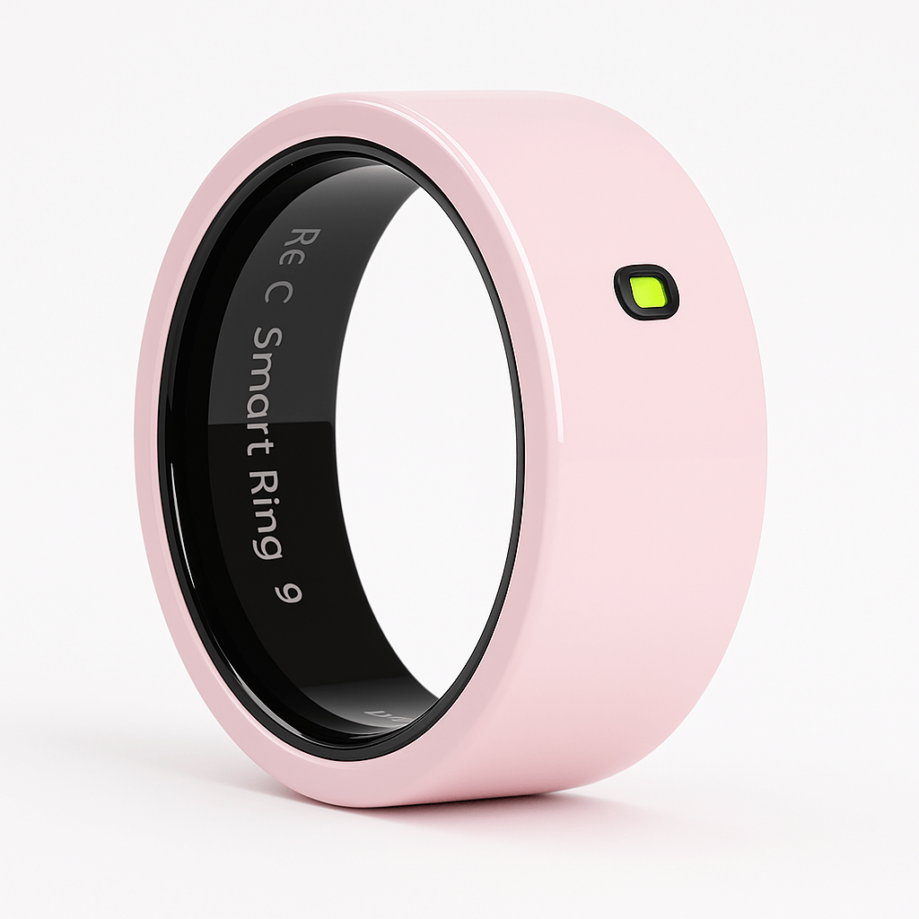 Smart Ring - Fitness Ring for Men and Women, Android iOS in pink ceramic design for fitness tracking and style.