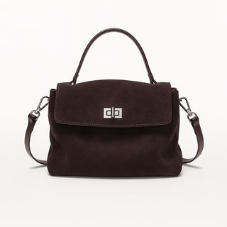 Suede Crossbody Bag featuring a rich brown hue and elegant design, crafted from genuine suede leather.