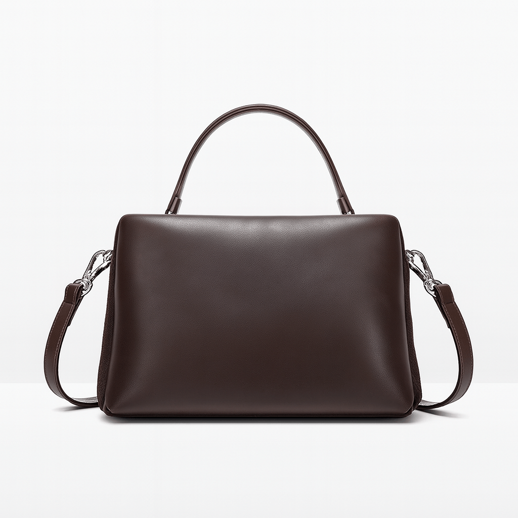 Elegant brown handbag with detachable strap, perfect for everyday use and seasonal styling.
