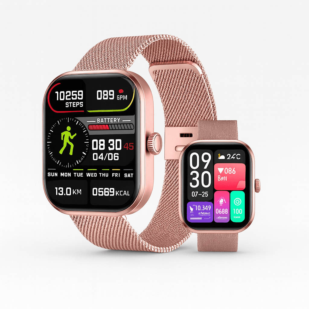 Smart Watch HD Screen Waterproof with touch display, fitness tracking, and stylish design for modern women.
