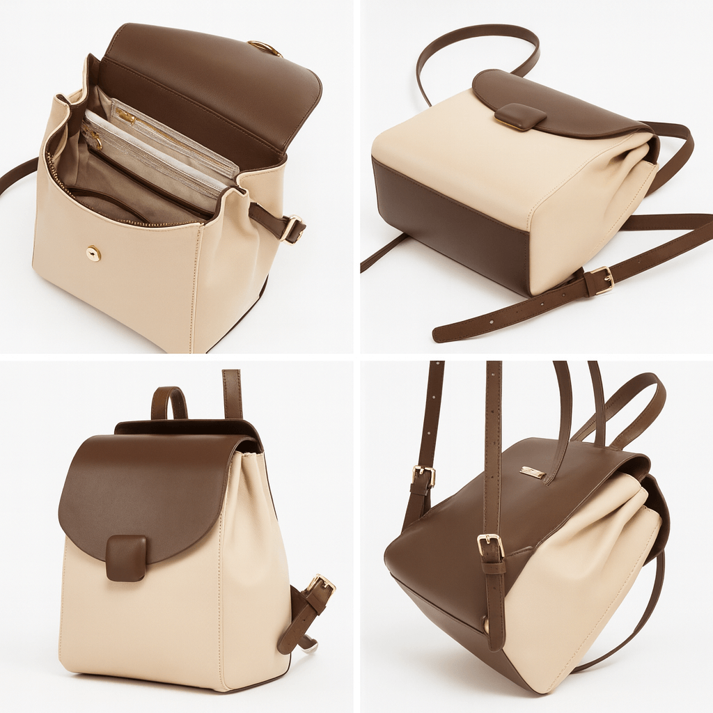 Mini Backpack for Women - Two-Tone Leather featuring premium leather, multiple compartments, and stylish design.