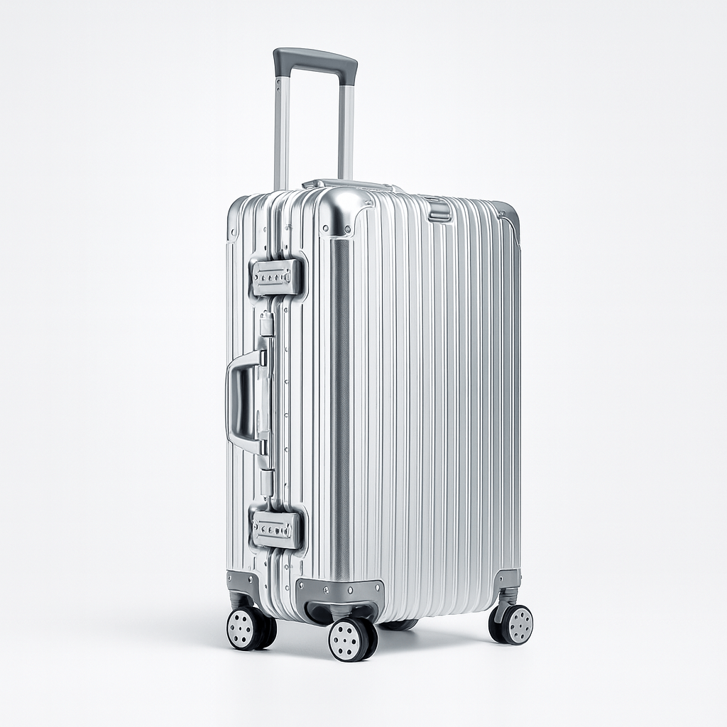 Suitcase Aluminum – TSA Lock, Spinner Wheels - sleek aluminum carry-on with spinner wheels for easy travel.