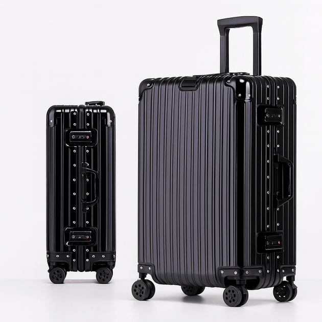 Suitcase Aluminum – TSA Lock, Spinner Wheels, durable carry-on luggage with silent spinner wheels.