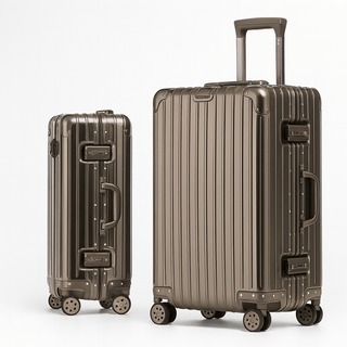 Suitcase Aluminum – TSA Lock, Spinner Wheels, showcasing a set of durable aluminum carry-on suitcases.