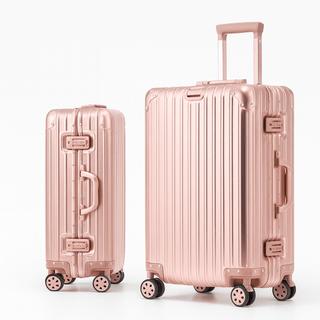Suitcase Aluminum – TSA Lock, Spinner Wheels in stylish rose gold finish with 360° spinner wheels.