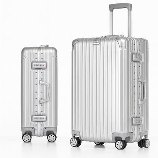 Suitcase Aluminum – TSA Lock, Spinner Wheels on display with smooth spinner wheels and durable design.