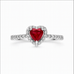 Ring Red Embossed Heart 925 Sterling Silver