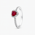 Ring Red Embossed Heart 925 Sterling Silver