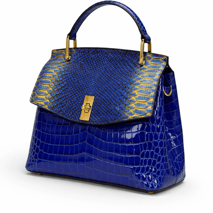 Handtasche aus echtem Leder mit Krokoprägung