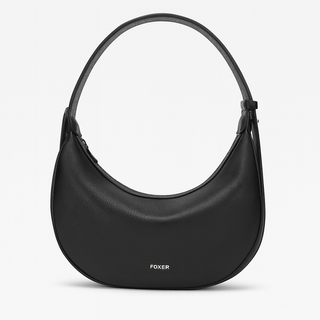 Half Moon Bag in black with a zipper closure, perfect for women and ideal for shoulder or crossbody use.