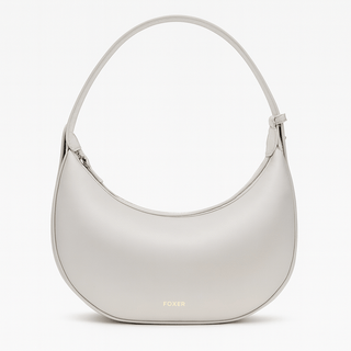 Stylish Half Moon Bag with zipper closure for women, featuring soft PU material and solid pattern.