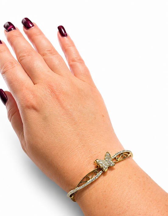 Bracciale Rigido con Farfalla e Cristalli