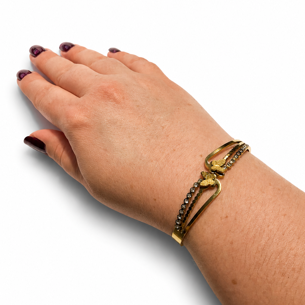 Bracciale Rigido con Farfalle Decorative