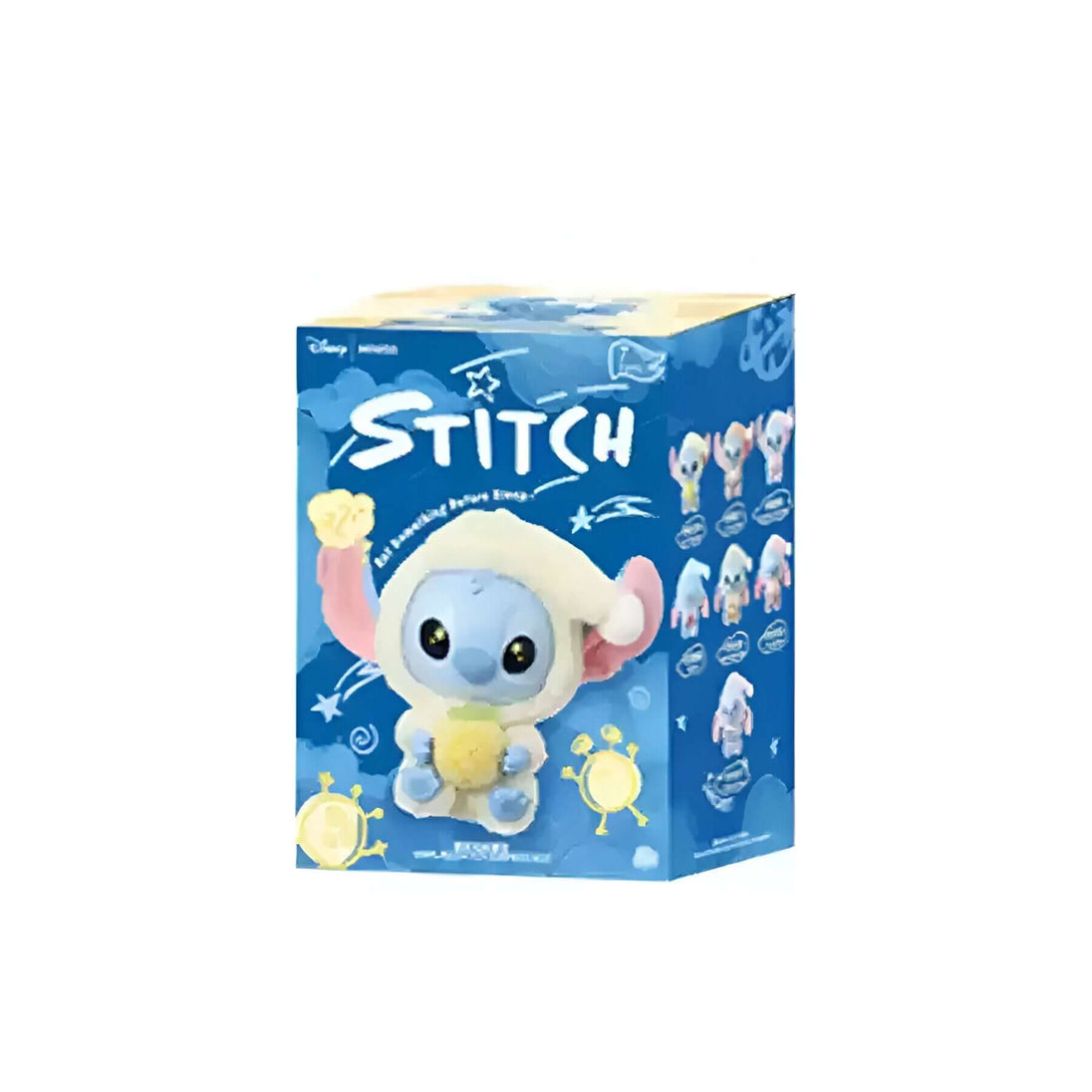Disney Lilo Stitch toy, vinyl doll in blue packaging, Mystery Box collectible for fans and collectors.