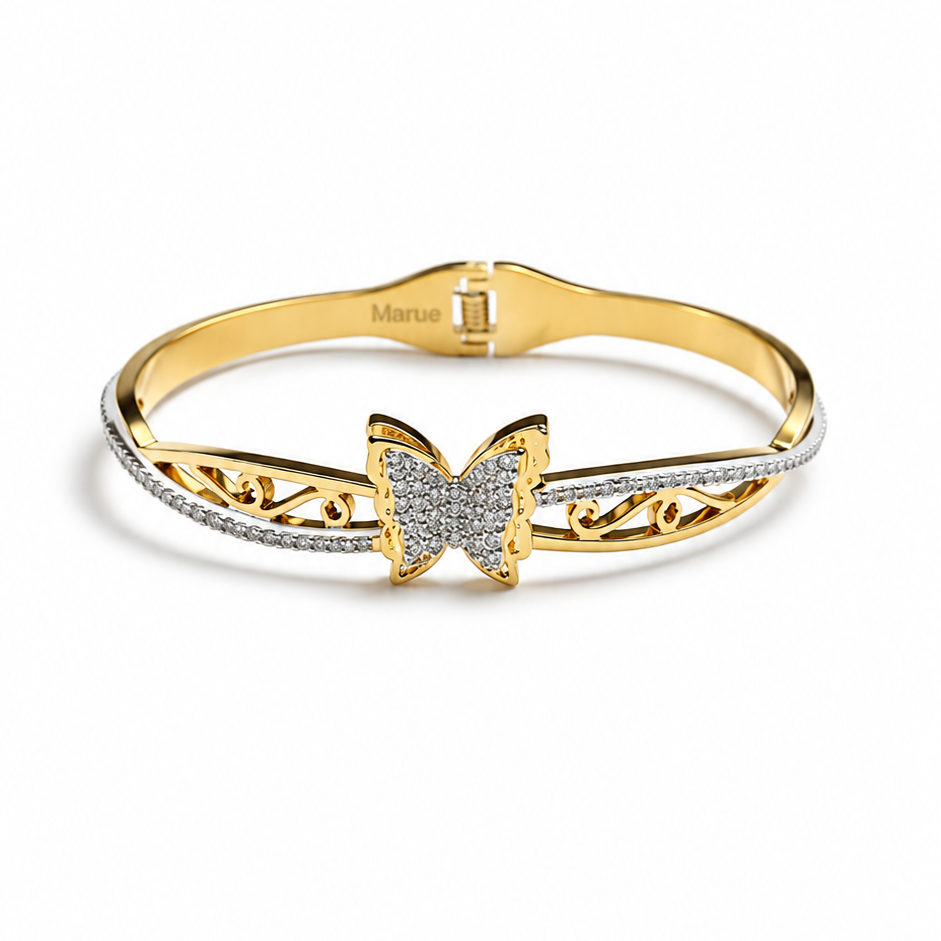 Bracciale Rigido con Farfalla e Cristalli