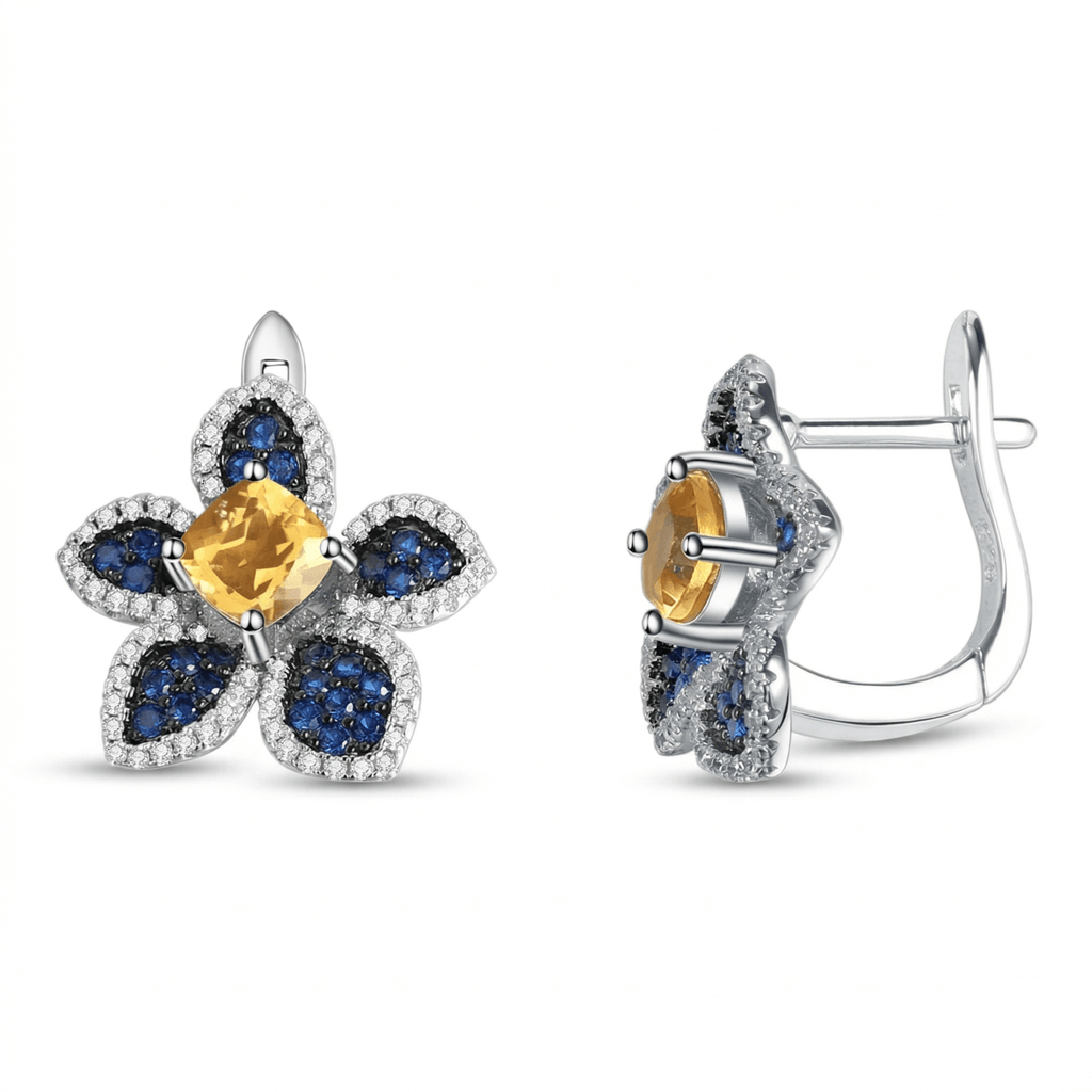 Flower Stud Earrings Amethyst Gemstones - Marùe