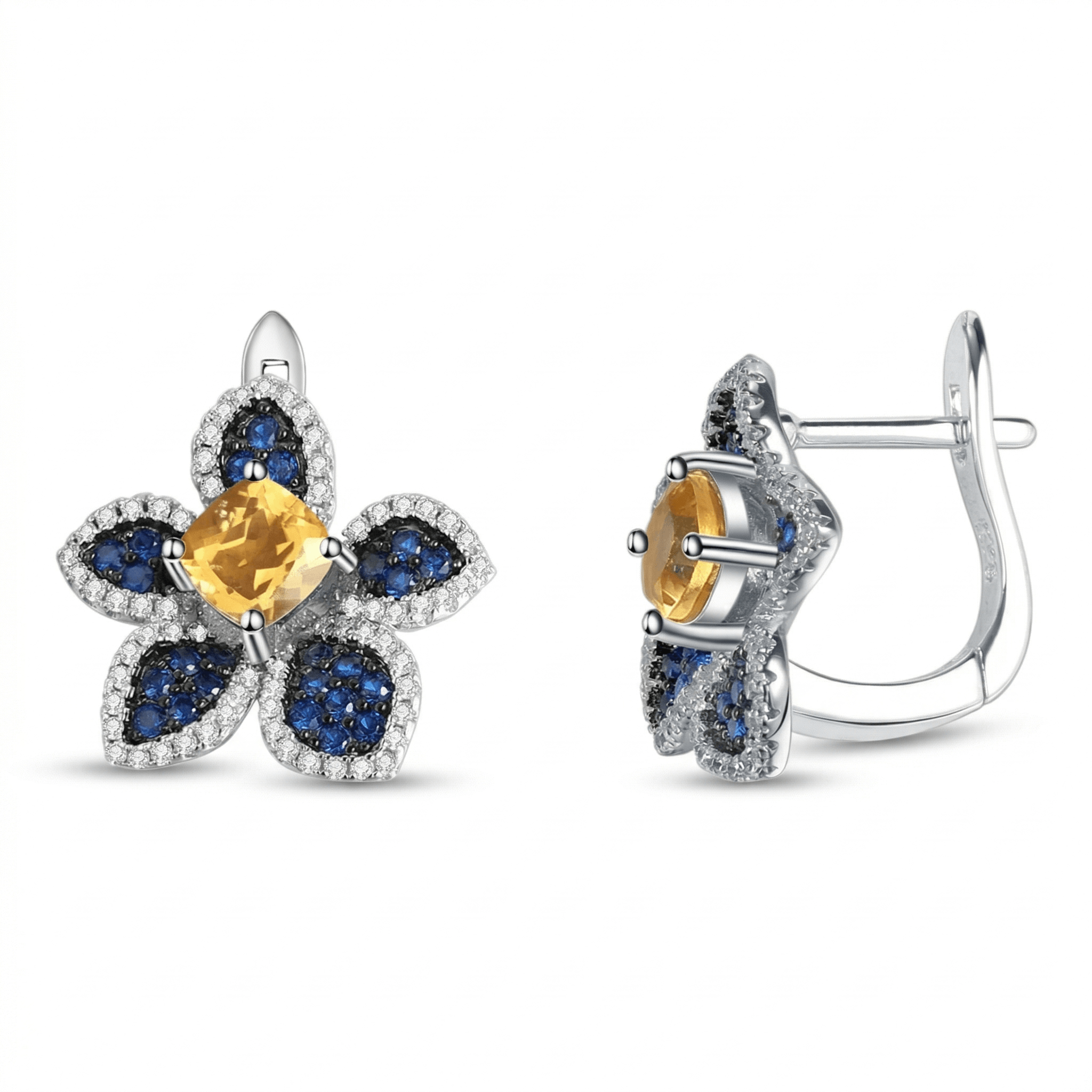 Flower Stud Earrings Amethyst Gemstones - Marùe
