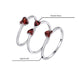 Four-Leaf Clover Ring Set with Red Garnet Hearts – 925 Silver