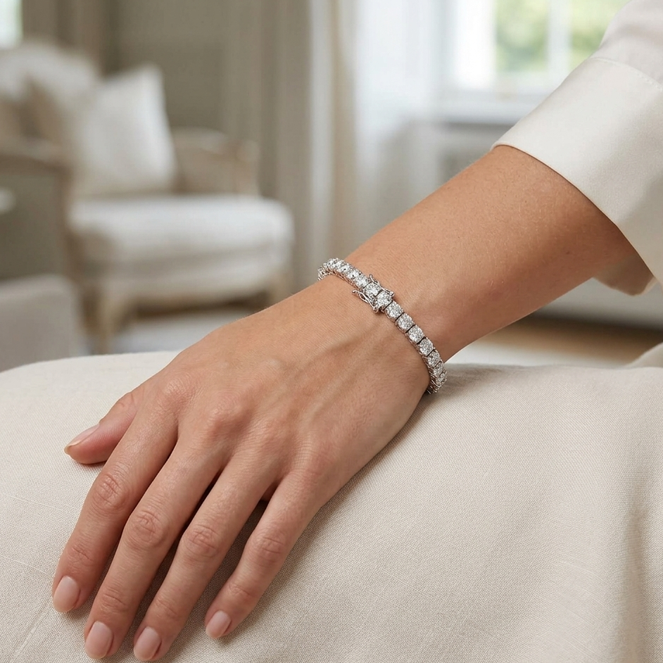 Tennisarmband 925 Sterling Silber 18K vergoldet 4A Zirkon GRA Zertifikat