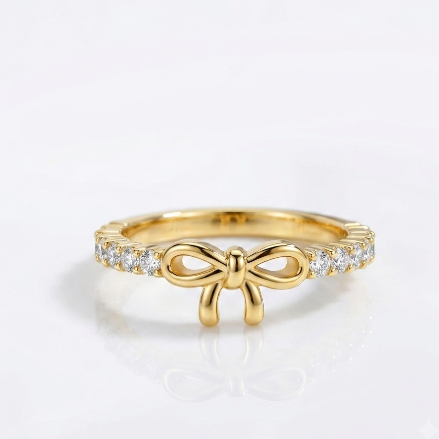 Anello Fiocco in Argento Sterling 925 con Moissanite Certificata GRA