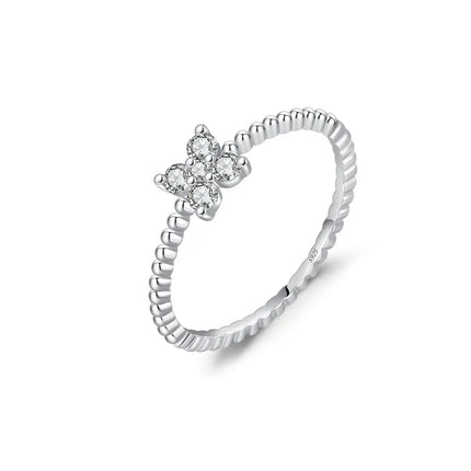 Geometric Cocktail Ring 925 Sterling Silver with moissanite stones in a prong setting for brilliant sparkle.