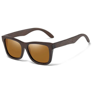 Sunglasses Bamboo Wood Polarized featuring brown lenses and stylish wooden frame.
