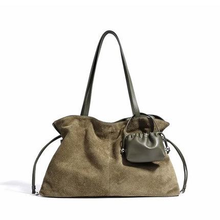Genuine Cowhide Suede Shoulder Bag