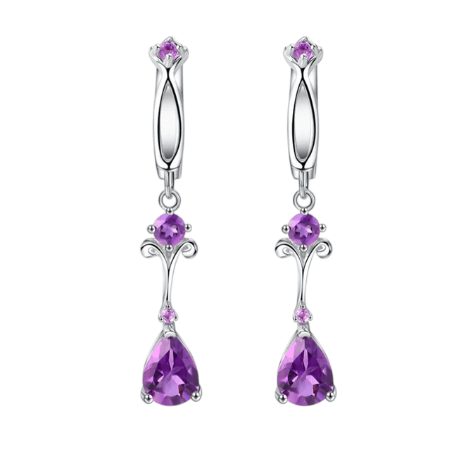 Amethyst Drop Earrings 925 Silver