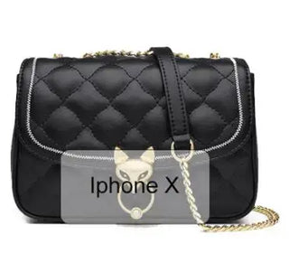 Leather Crossbody Bag with diamond lattice pattern, zipper closure, and chain strap, perfect for women.