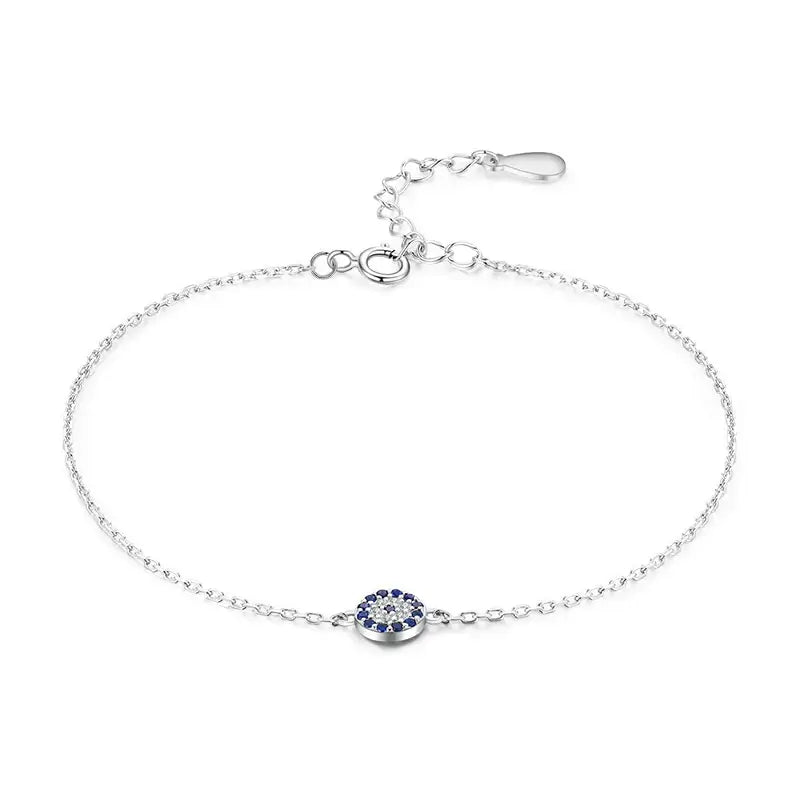 Elegant Bracelet 925 Sterling Silver with zircon and crystal stones in a trendy chain design.