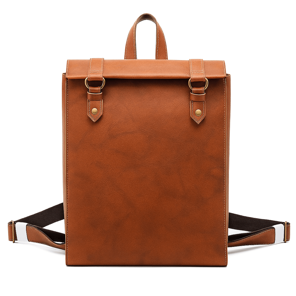 Handmade genuine leather softback backpack in brown color, stylish and durable for work, travel, and everyday use.