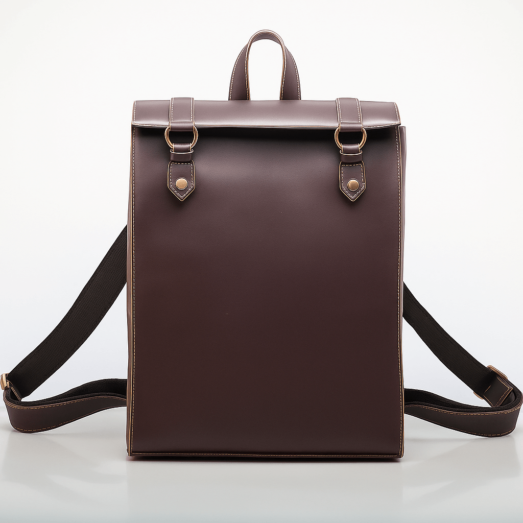 Handmade genuine leather backpack in brown, softback design, perfect for work, travel, and everyday use.