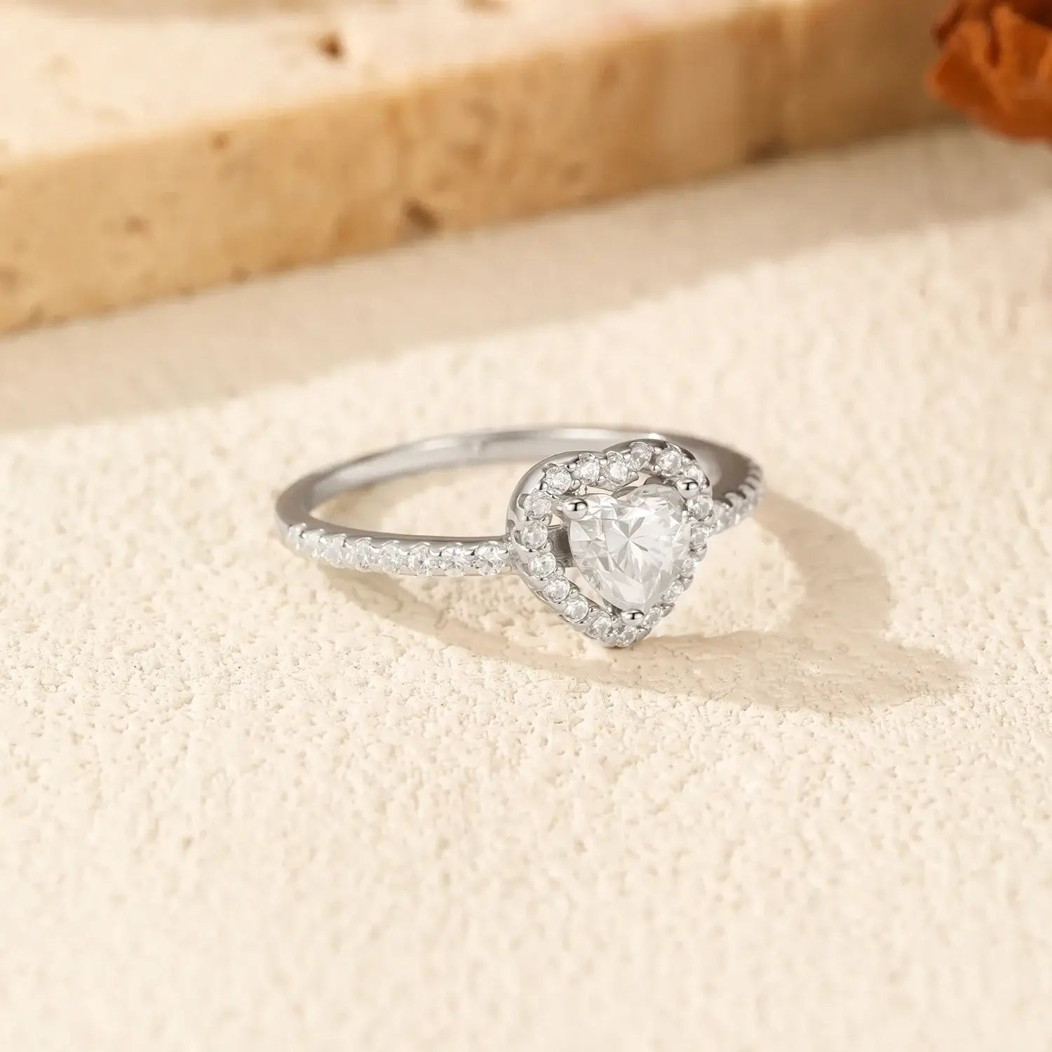 Heart Shape Moissanite Ring in 925 sterling silver with a 0.50 carat D-color VVS1 stone.