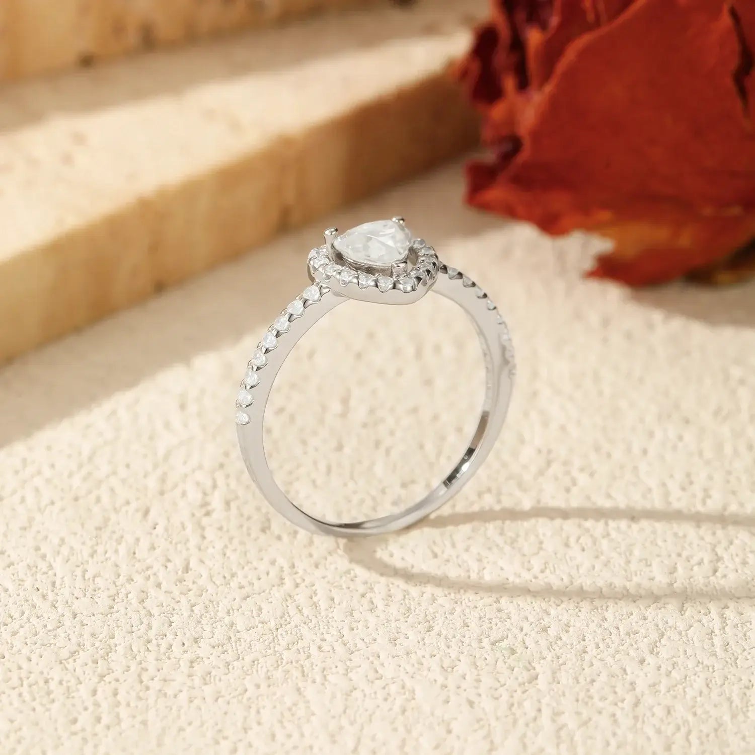 Heart Shape Moissanite Ring in 925 sterling silver with a sparkling D-color VVS1 stone.