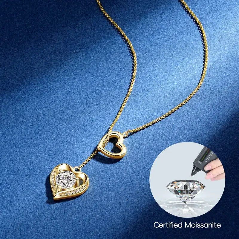 Heart Shaped Moissanite Necklace Sterling Silver 925