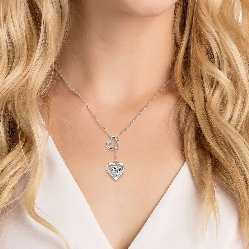 Heart Shaped Moissanite Necklace Sterling Silver 925