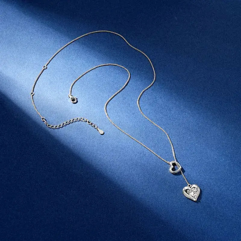 Heart Shaped Moissanite Necklace Sterling Silver 925
