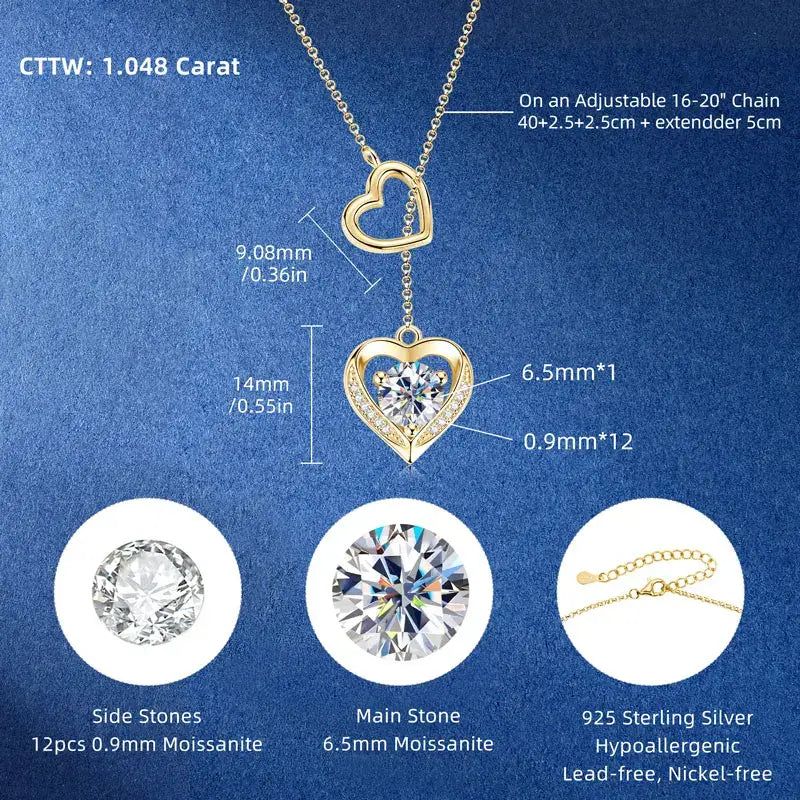 Heart Shaped Moissanite Necklace Sterling Silver 925