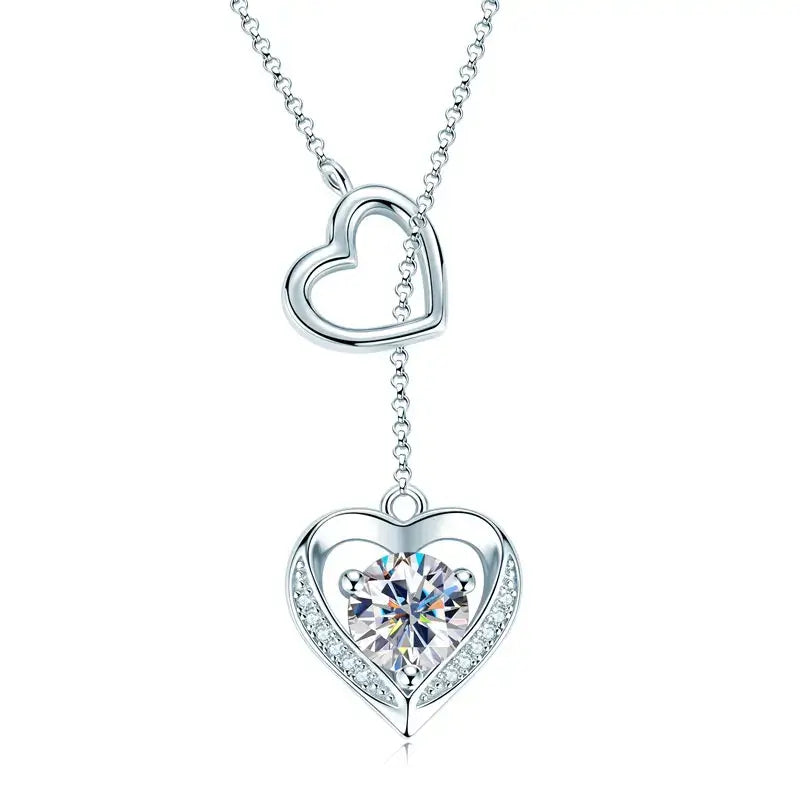 Heart Shaped Moissanite Necklace Sterling Silver 925