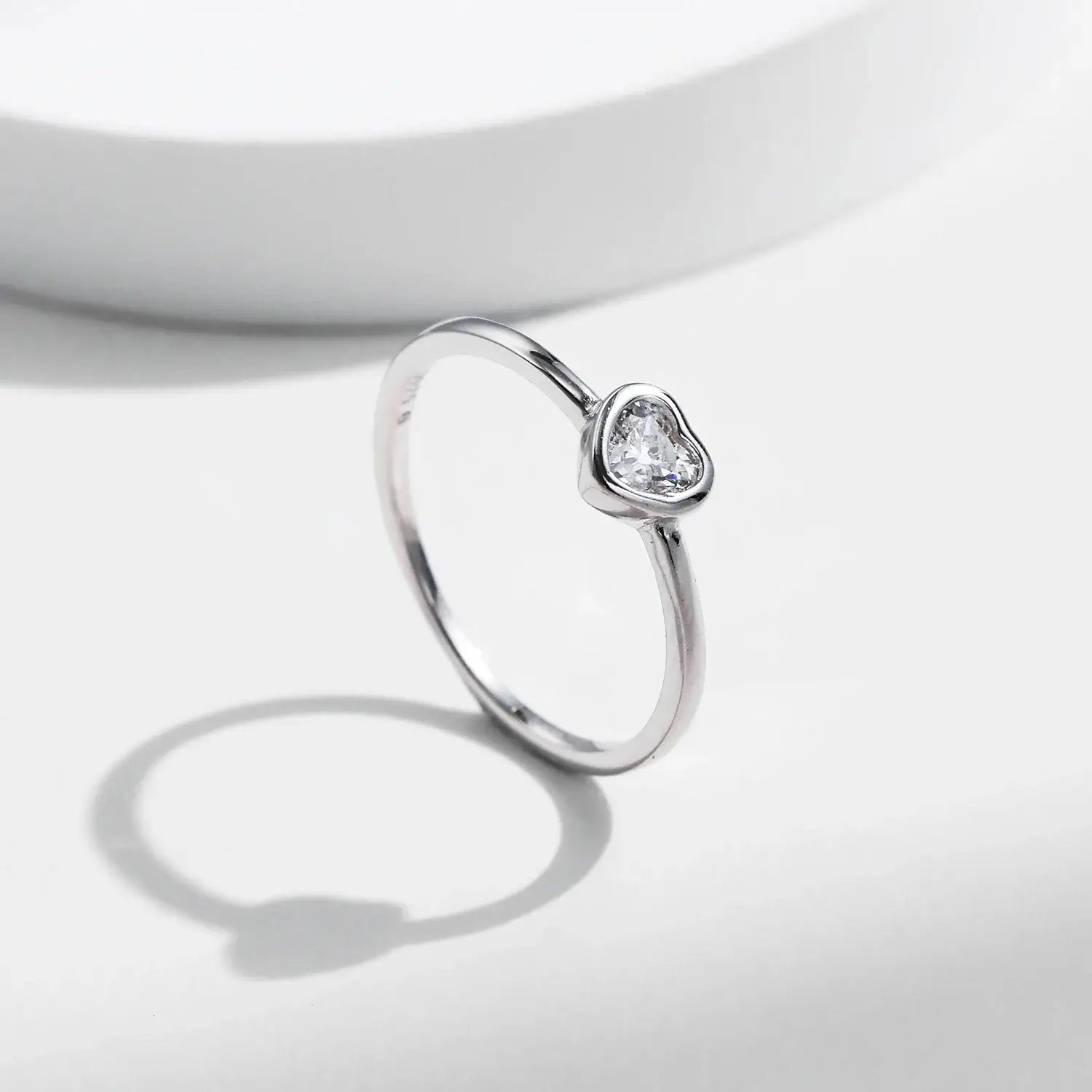 Heart shape Cut Moissanite Solitaire Wedding Ring in 925 sterling silver with heart-shaped moissanite.